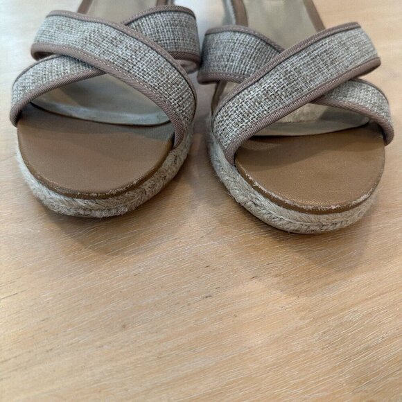 Talbots Espadrille Wedge Sandals Womens Tan Open Toe Strap Shoes Sz 11 - Picture 3 of 9